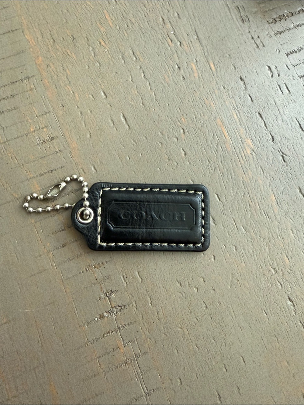 Coach Black Leather Hang Tag with Ball Chain | Vintage | Y2K